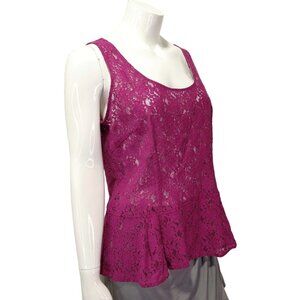 CAbi Purplish Peplum Sleeveless Lace Peplum Blouse Women's Size M